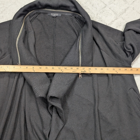 Allsaints Jacket Womens 6 Black Callie Jersey Cardigan Flowy Cozy Casual - Picture 5 of 8